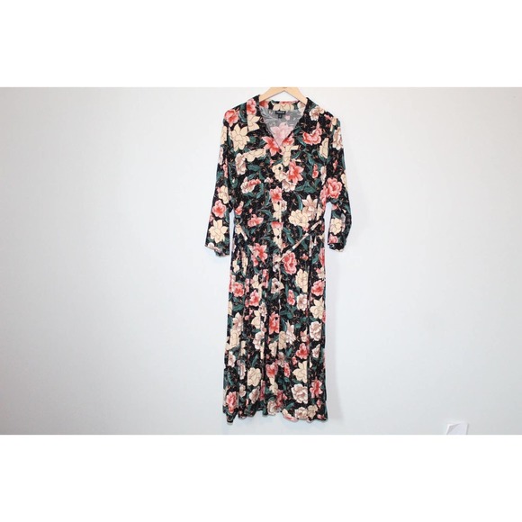 Torrid Floral Button Midi Challis Shirt Dress Black Plus Size 3 3X H14301 - Picture 2 of 16